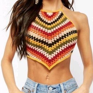 FOREVER 21 CROCHET HALTER TOP
